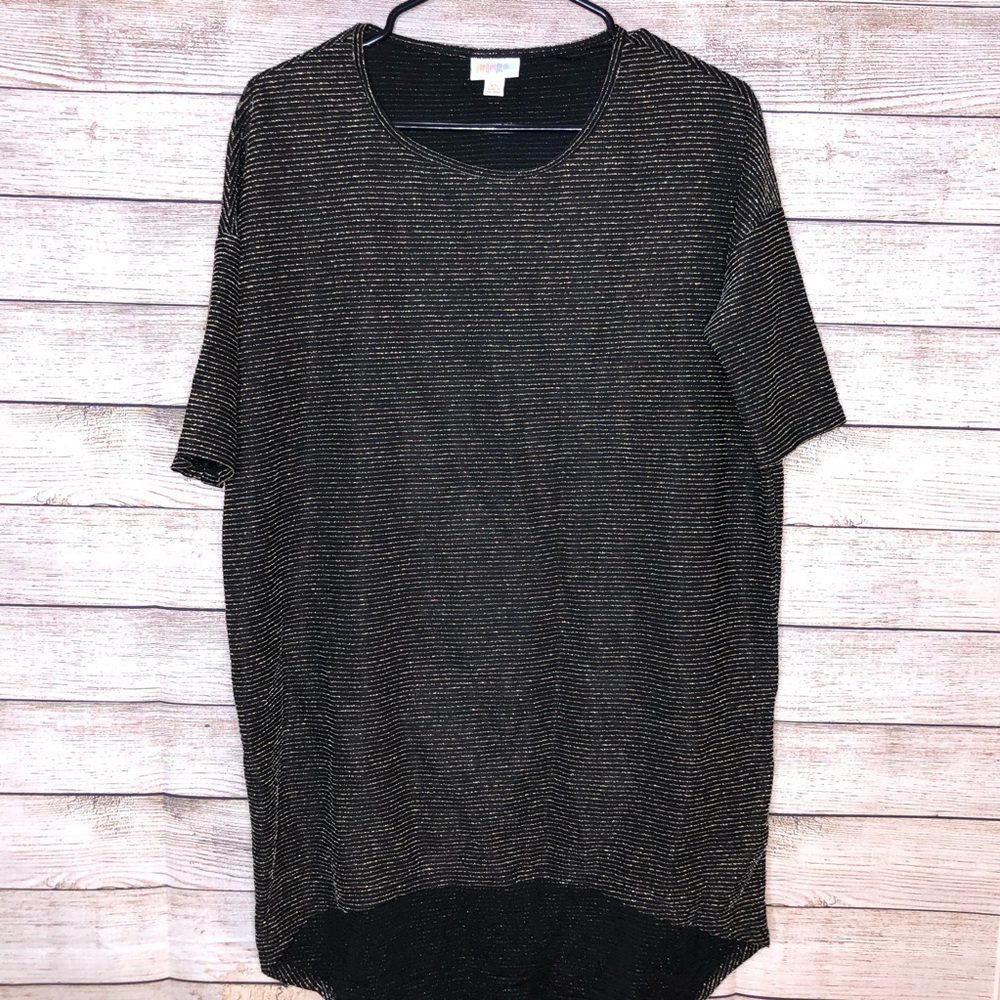 LuLaRoe Metallic Sparkle Gold and Black Shirt